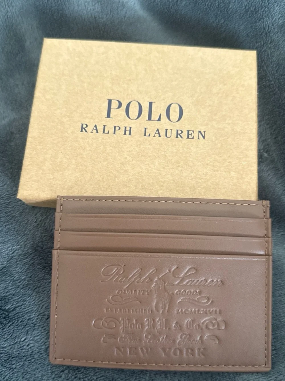 Polo by Ralph Lauren Heritage Embossed Brown Leather Card Case